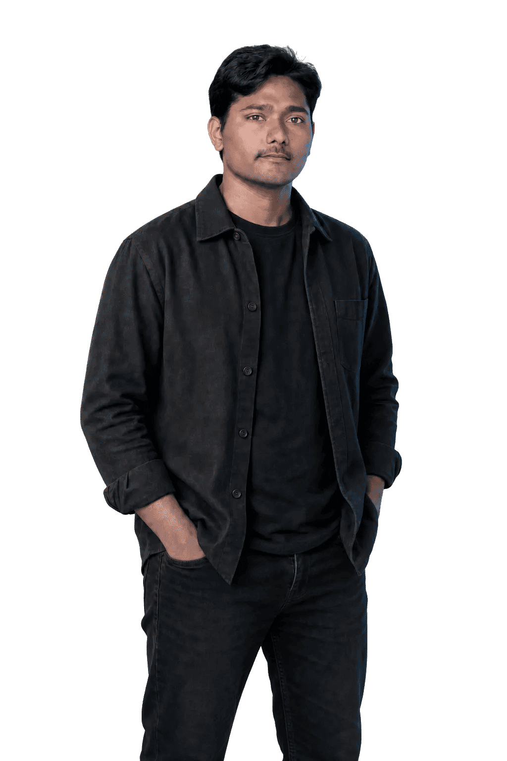 Ram Suryawanshi wearing a dark overshirt