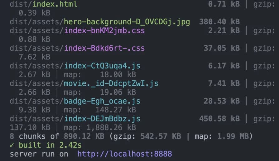Local server output for the rebuilt video player app.